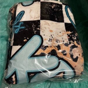 Checkered Blanket with Abstract Design